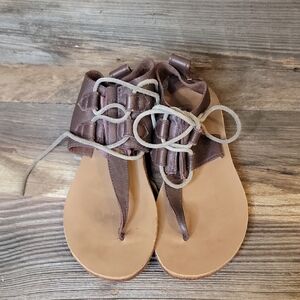 Sorel Brown Sandals Flat Gladiator Style